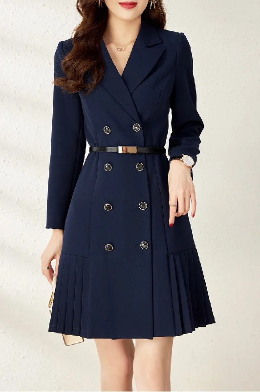 Double Breasted Ruffle Hem Dress Dynamic Women's High - energy