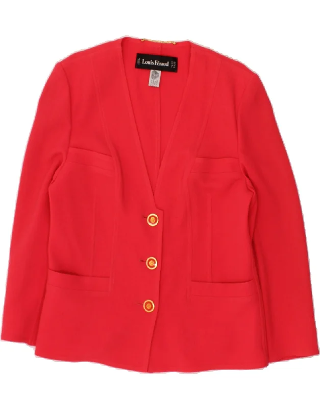 LOUIS FERAUD Womens 3 Button Blazer Jacket UK 18 XL Red New Wool