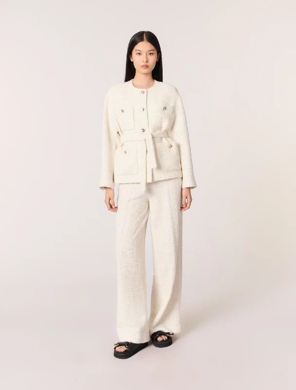 Belted Tweed Jacket Dynamic Women's Moto