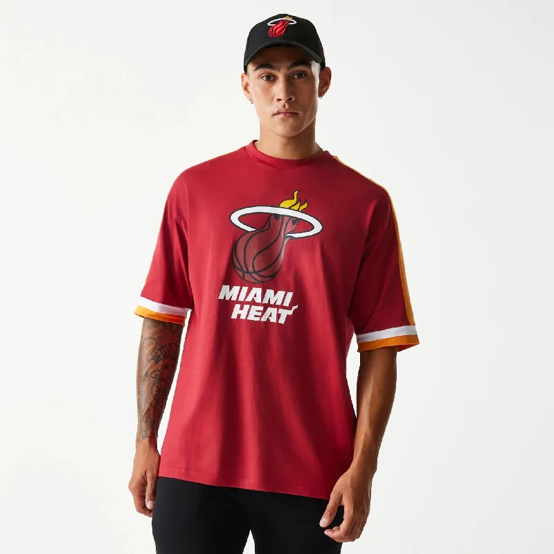 Miami Heat NBA Panel Dark Red Oversized T-Shirt Classic Women's Tweed