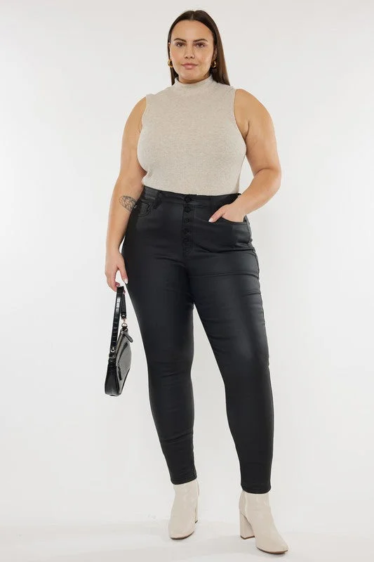 Plus High Rise Coated Ankle Skinny Jeans garde