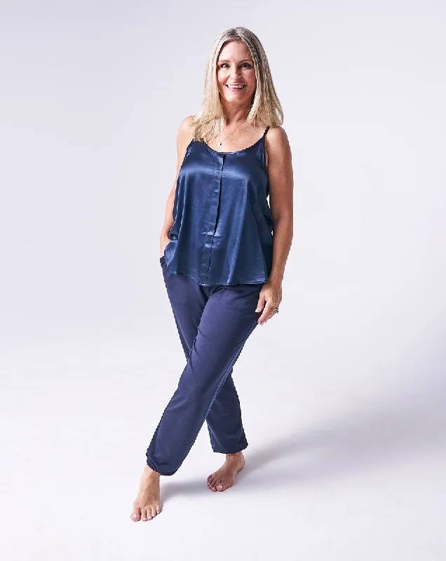 PJ Harlow Loungewear Babe Navy Satin Cami Stylish Women's Tropical 