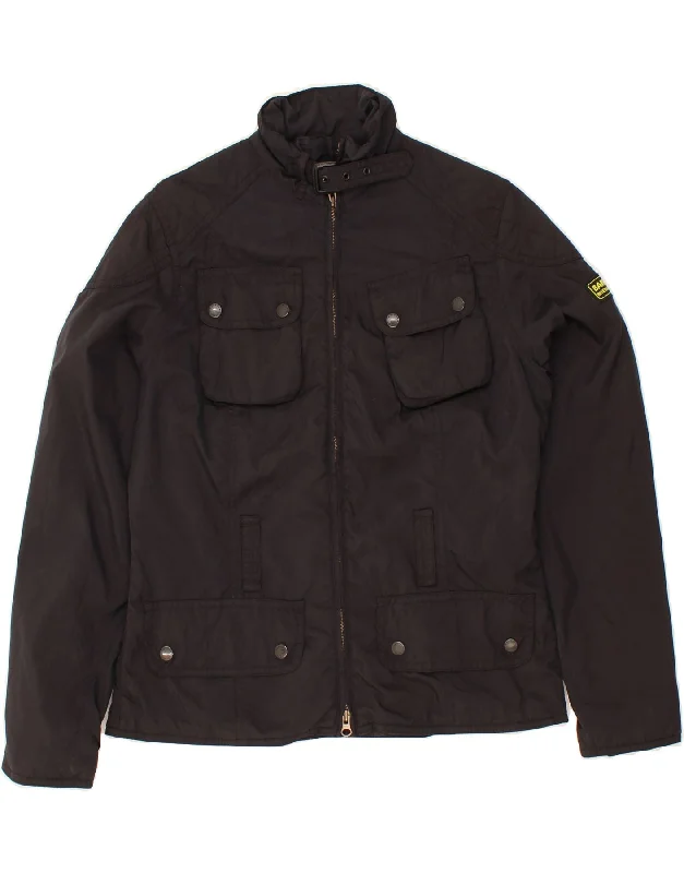 BARBOUR Womens Utility Jacket UK 12 Medium Black Polyester Edgy Women's Punk