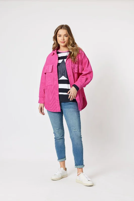 Zoe Cord Shacket - Pink British Gentlewoman Style
