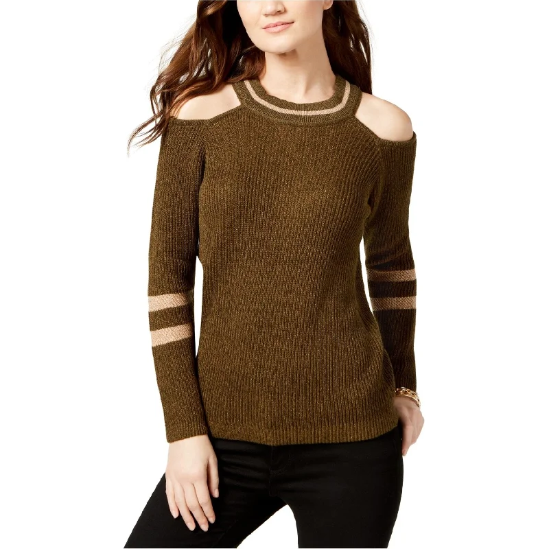 I-N-C Womens Metallic Striped Cold Shoulder Pullover Sweater, Green, Small Athletic Women's I-N-C Womens Metallic Striped Cold Shoulder Pullover Sweater, Green, Small Athletic Women's