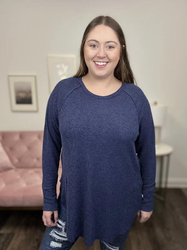 Not Letting Go Women's Waffle Hi-Lo Long Sleeve Top *Final Sale* Modern Women's 