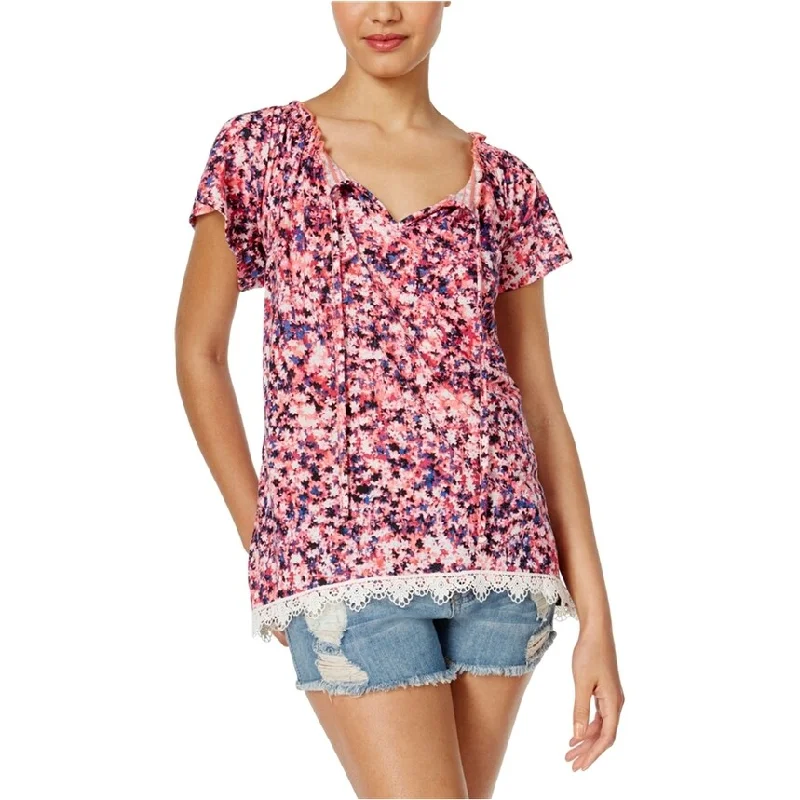 Belle du Jour Womens Flutter-Sleeve Peasant Blouse, Pink, X-Small British Gentlewoman Style