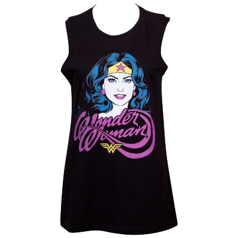 Wonder Woman Womens Black Venice Beach Tank Top Artistic Women's Avant - 