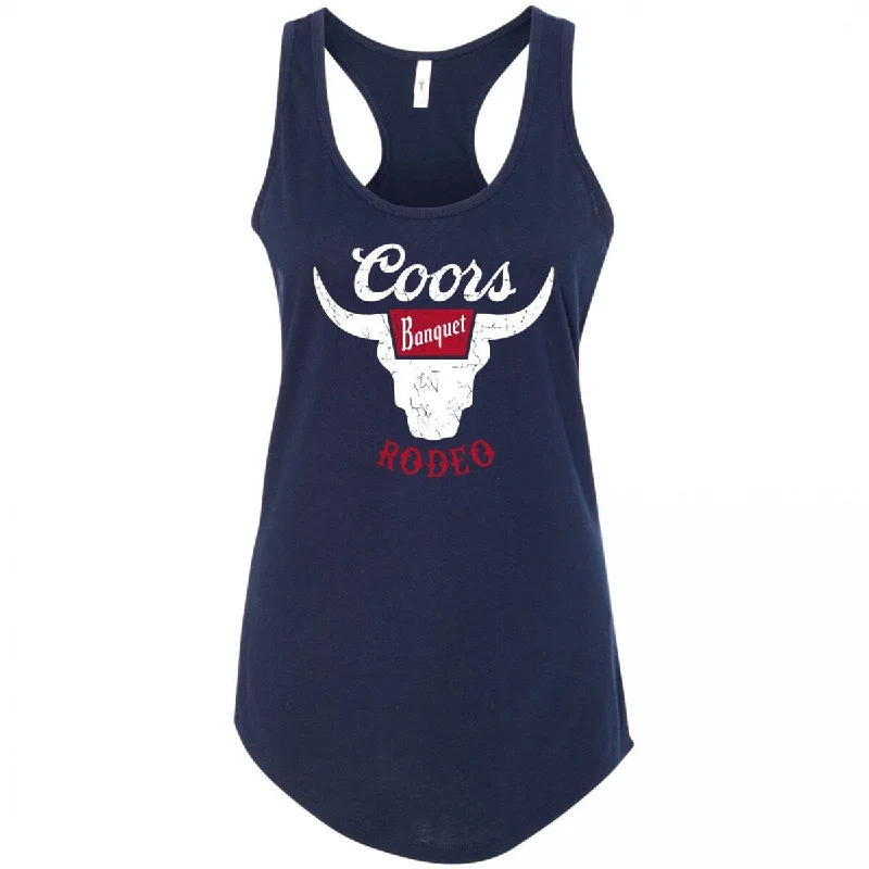 Coors Banquet Rodeo Logo Navy Colorway Womens Racerback Tank Top Hip Women's Retro