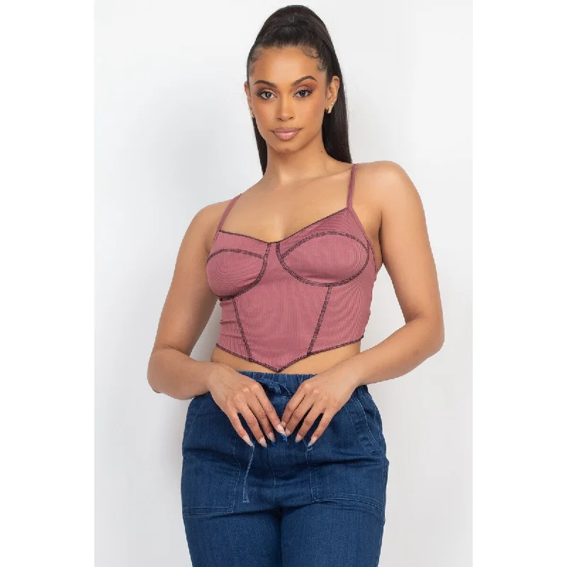 Bustier Sleeveless Ribbed Top Artistic Women's Hand - painted