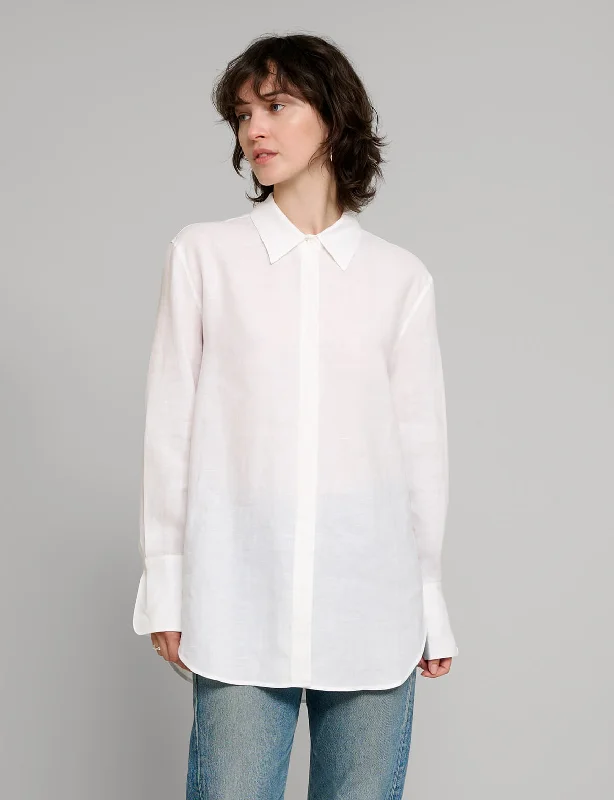White Linen Shirt Trendy Women's 