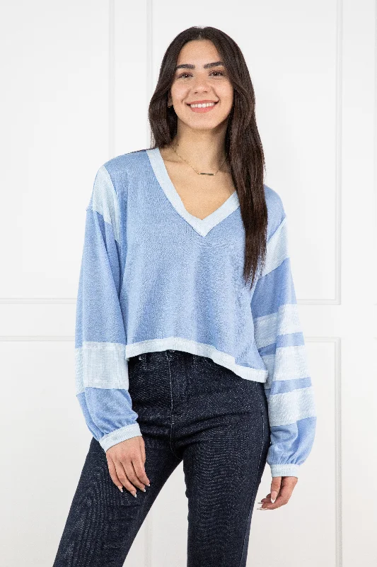 Not What You Expected Women's Textured Long Sleeve Crop Top Traditional Women's Wool