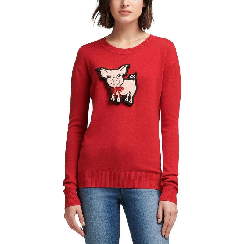 Dkny Womens Pig Patch Pullover Sweater French