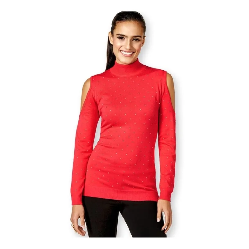 Thalia Sodi Womens Studded Cold Shoulder Pullover Sweater, Pink, Medium Modern Women's Thalia Sodi Womens Studded Cold Shoulder Pullover Sweater, Pink, Medium Modern Women's