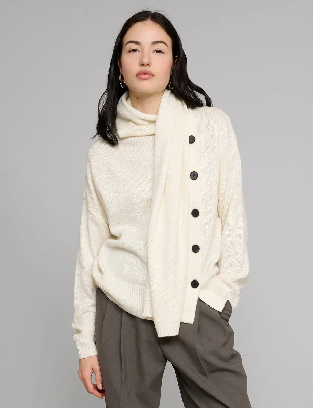 Ivory Scarf Button Sweater purpose