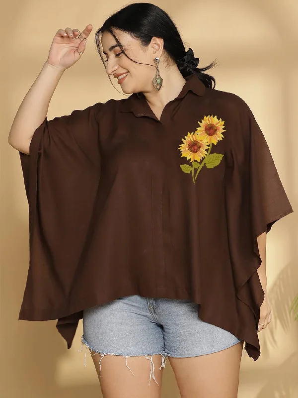 Coffee Kaftan Top - Sunflower Delight Scandinavian