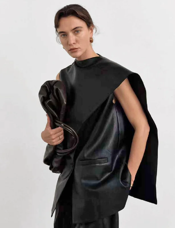 Leather Scarf Top Refined Women's Classic 