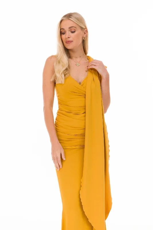 BAMBOO CROSSOVER TOP TIBETAN YELLOW Casual Women's Loose - fitting
