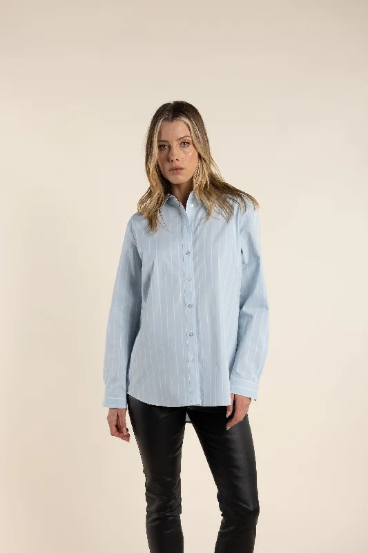 Stripe Shirt - Ice Blue/White Cashmere