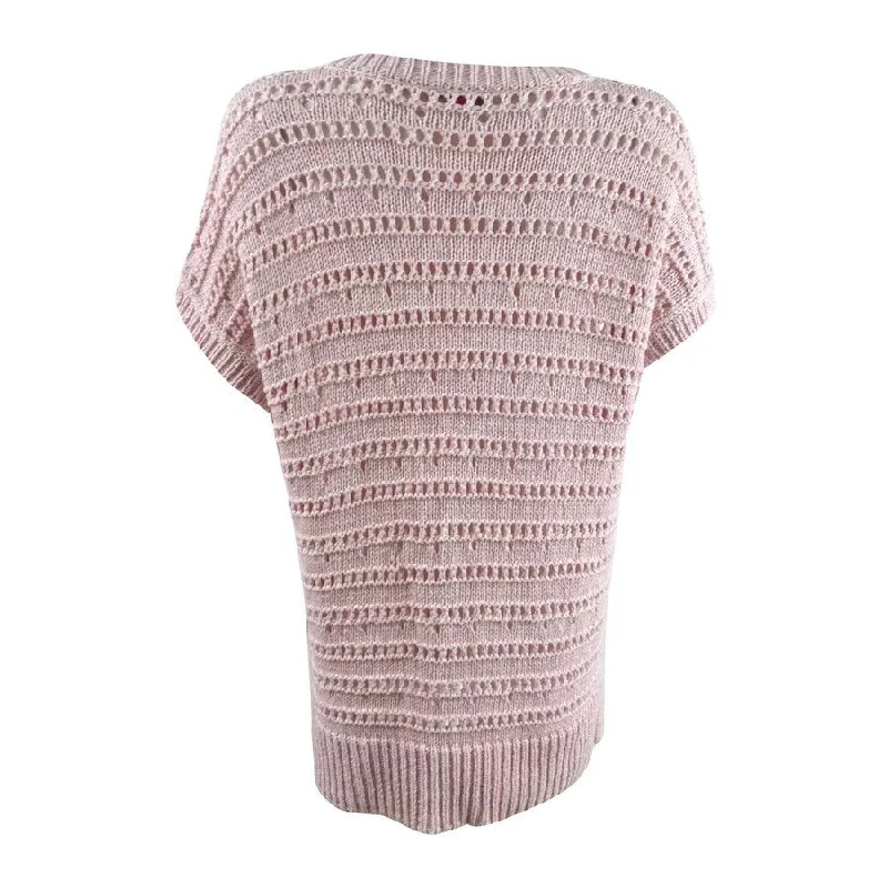 Vince Camuto Women's Open-Stitch Sweater (M, Pink) Women