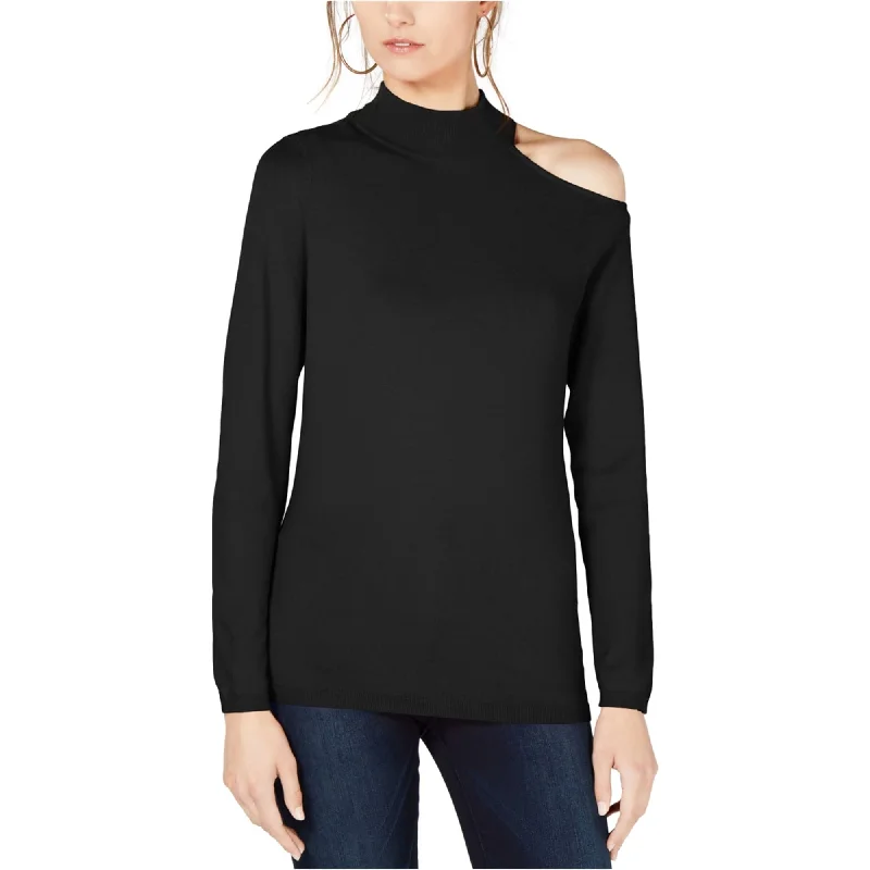 I-N-C Womens One Shoulder Pullover Sweater Classic Women's Tweed