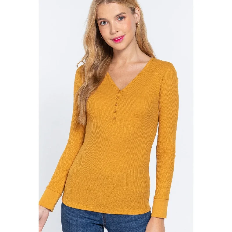 Long Slv V-neck Placket Thermal Top Adventure