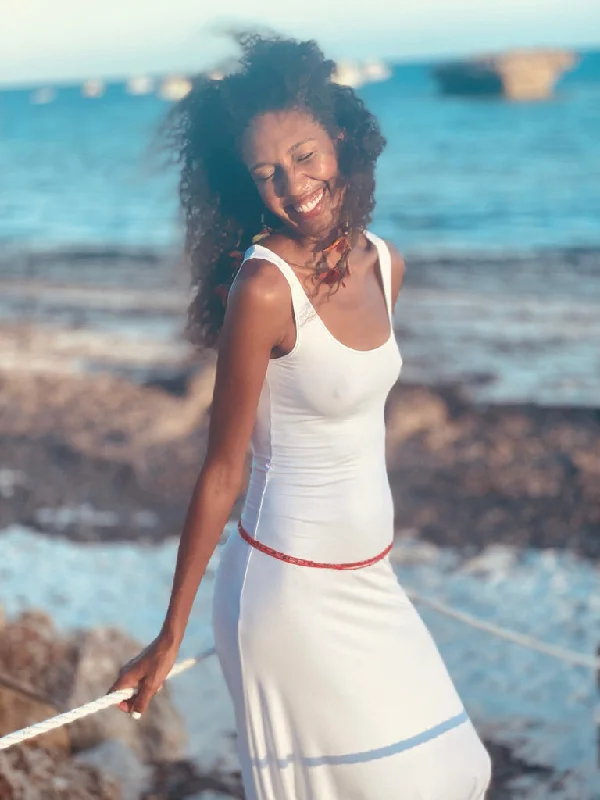 BAMBOO FITTED JUMPSUIT WHITE Preppy Women's College