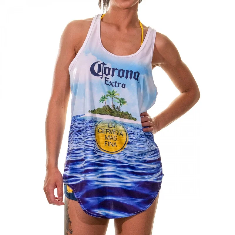 Corona Extra Beach Scene Womens Cover Up Tank Top Dapper Women's 1920S