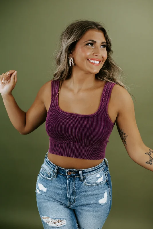 Keep Up Basic Ribbed Tank, Plum Laid - back Women's Vibe