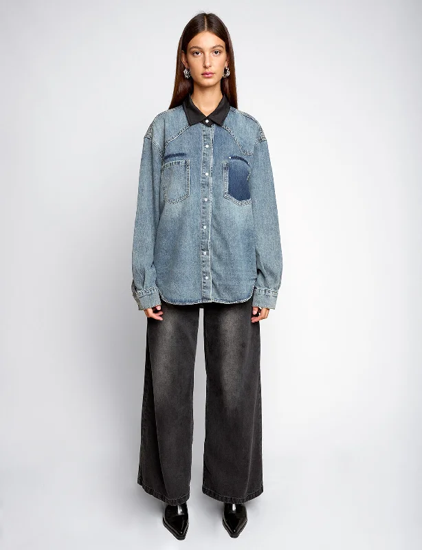 Two Tone Denim Shirt Gym