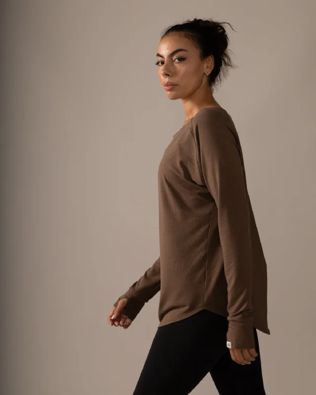 Cozy Long Sleeve Shirt - Hazelnut Sleek Women's Metallic