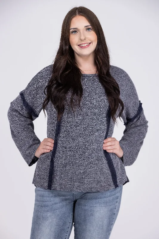 Night Goes On Women's Distressed Waffle Knit Long Sleeve Top Casual Women's Japanese 