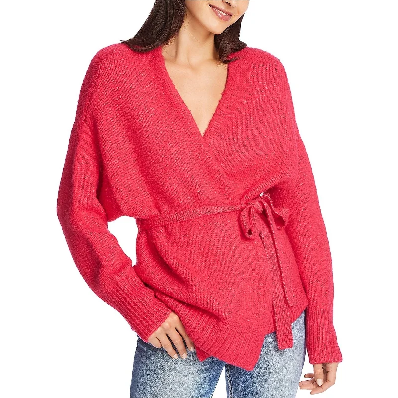 1.STATE Womens Belted Cardigan Sweater, Pink, Large Bold Women's Animal Print