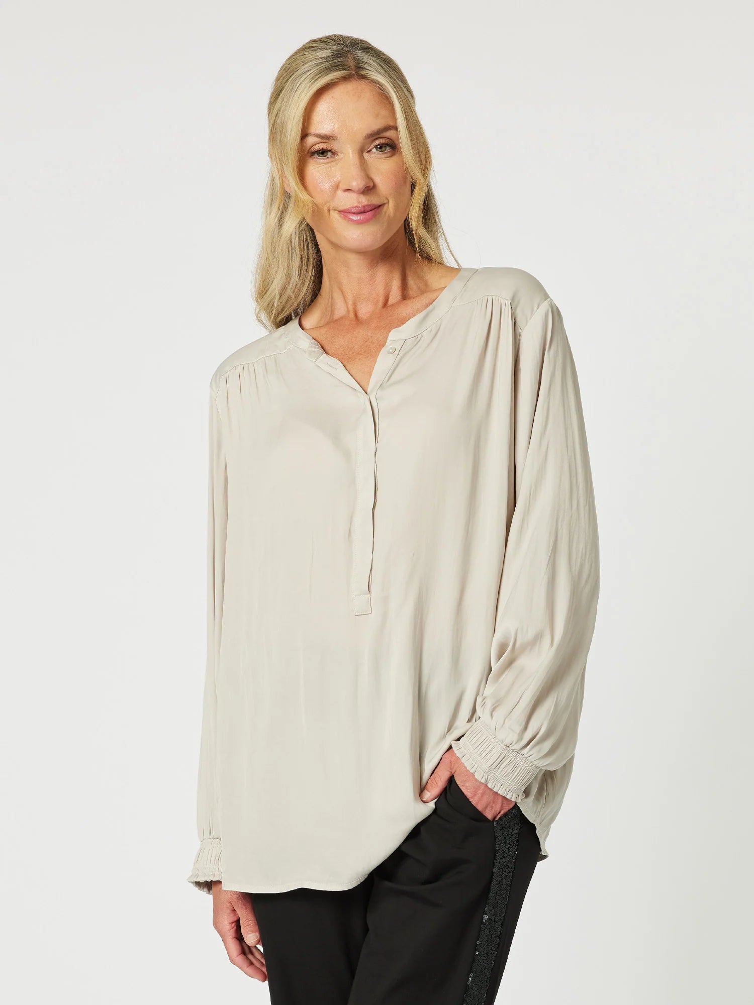 Luxe Nehru Top - Champagne Compression