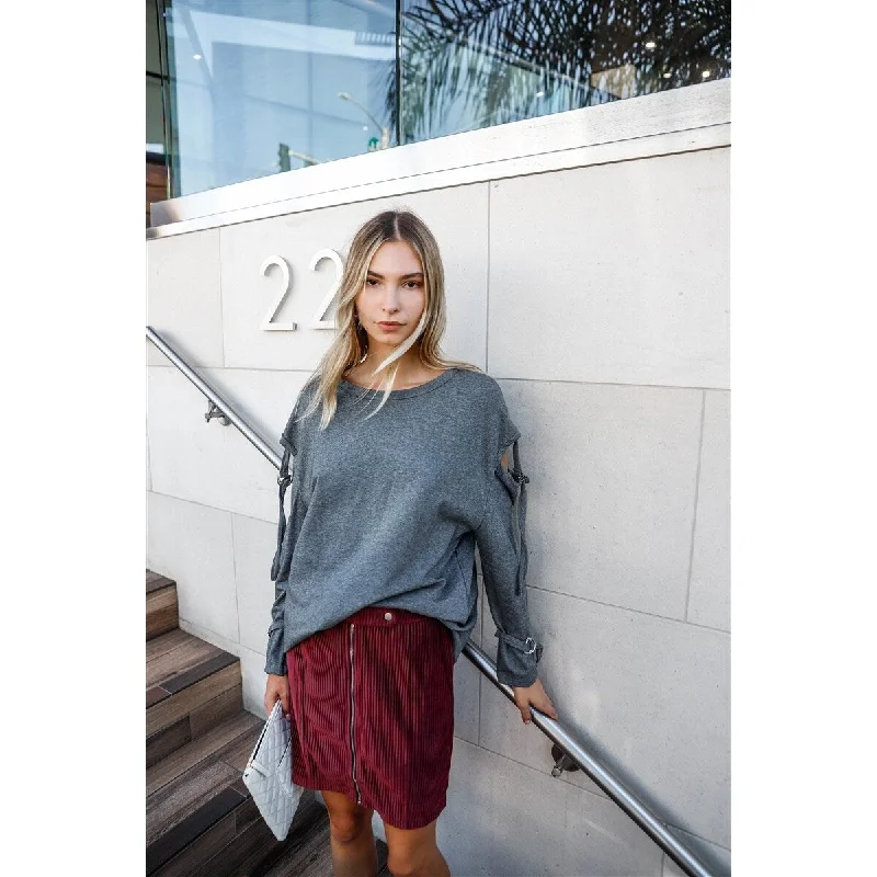Long Sleeves with Cut-Outs and Double D Strap Classic Women's Tweed