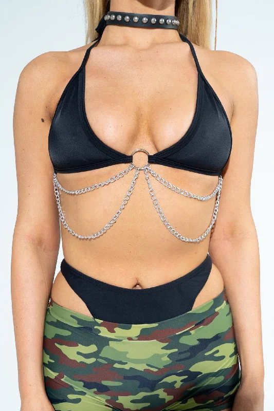 Black Chain Bikini Top Trendy Women's 