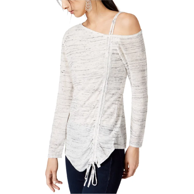 I-N-C Womens Drawstring One Shoulder Blouse, White, Large Sustainable Organic