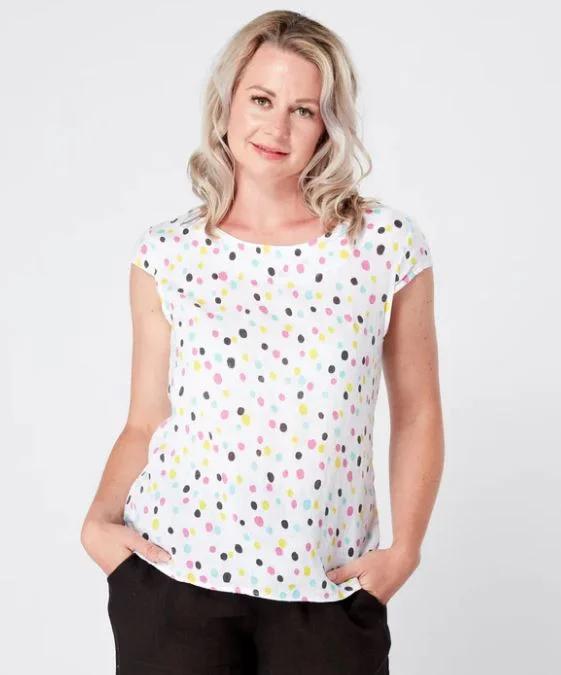 Empoli Top - White/Spots Casual Women's Loose - fitting
