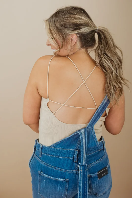 When In Doubt Open Back Bodysuit, Tan Street