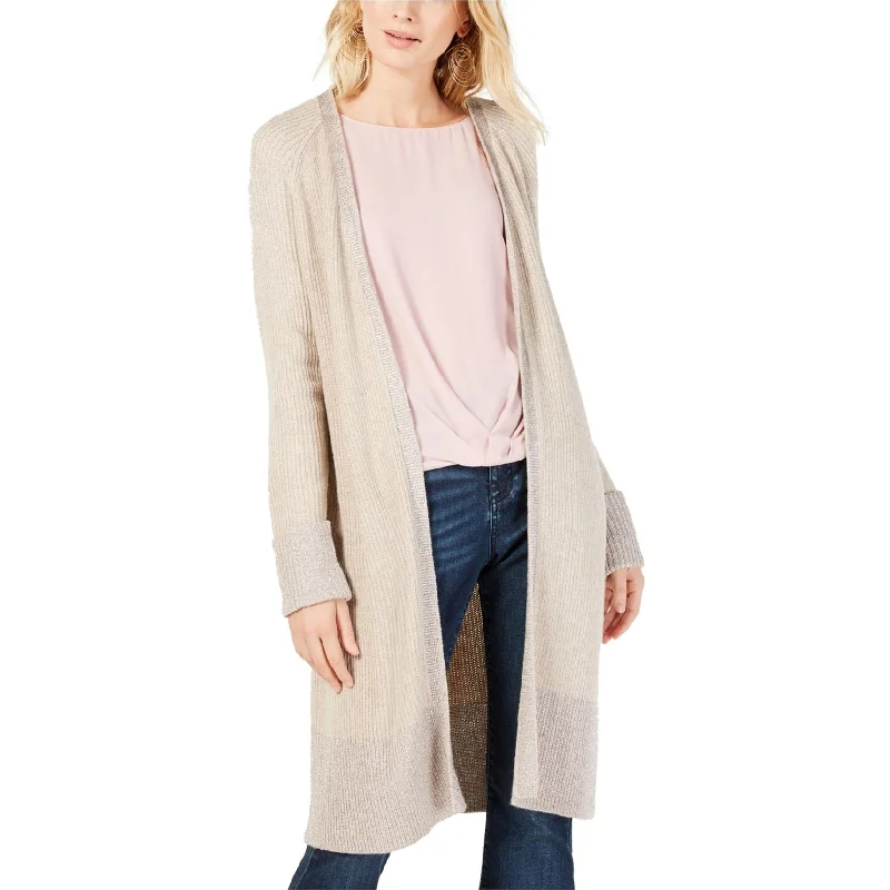 I-N-C Womens Metallic Trim Cuffed Cardigan Sweater Hip Women's Retro