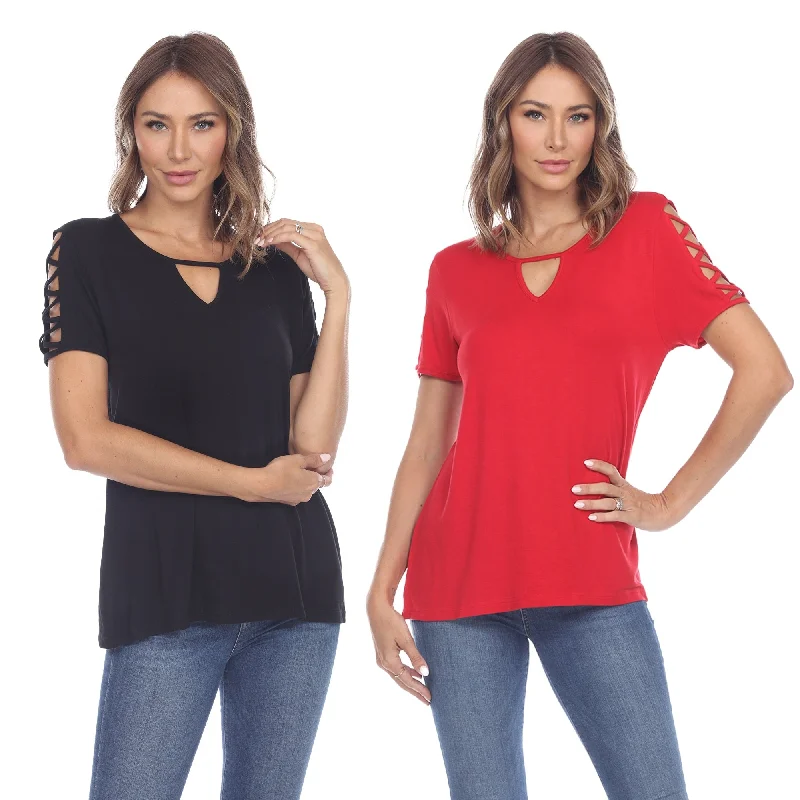 White Mark Womens Keyhole Neck Short Sleeve Top 2 Pack Relaxed Fit Assorted Colors Adventure White Mark Womens Keyhole Neck Short Sleeve Top 2 Pack Relaxed Fit Assorted Colors Adventure