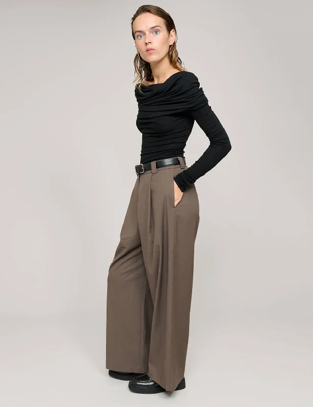 Black Off-the-Shoulder Draped Top Polished Women's Silk