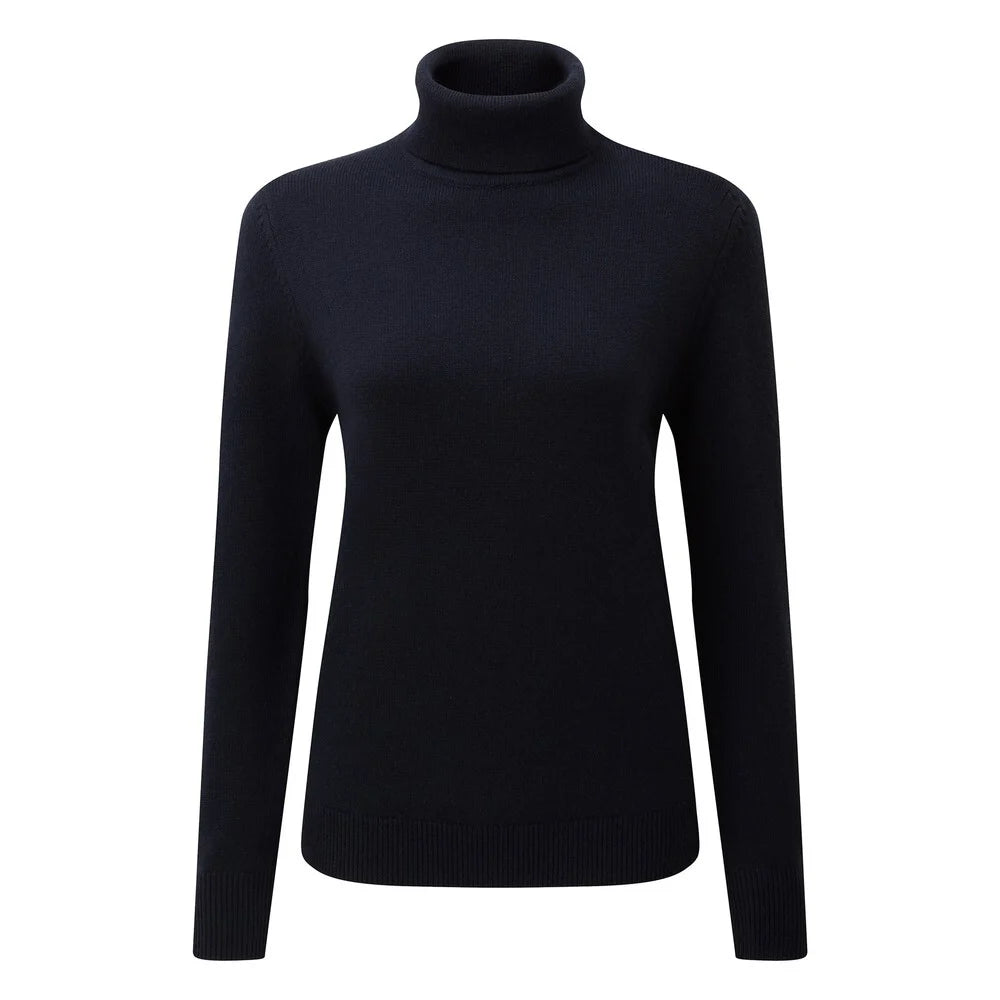 Merino Wool Roll Neck - Navy Laid - back Women's Style