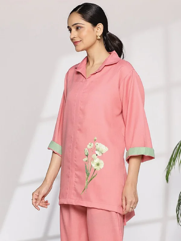Blush CottonSlub ShirtTop - Hawthorne Practical Women's Quick - dry