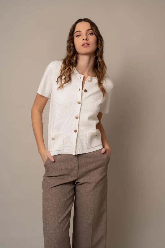 Short Sleeve Button Down Cardigan Cool Women's Distressed