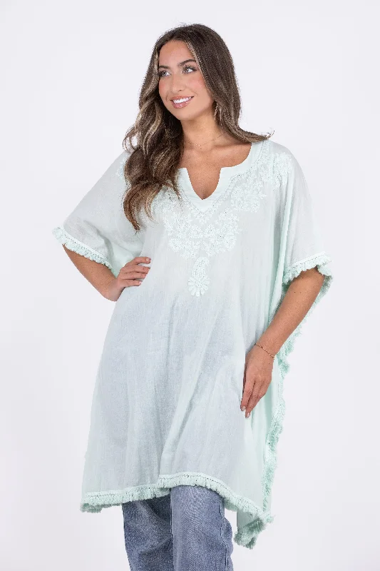 Oceania Kaftan Of Mine Women's Embroidered Short Sleeve Top Confident Women's Power