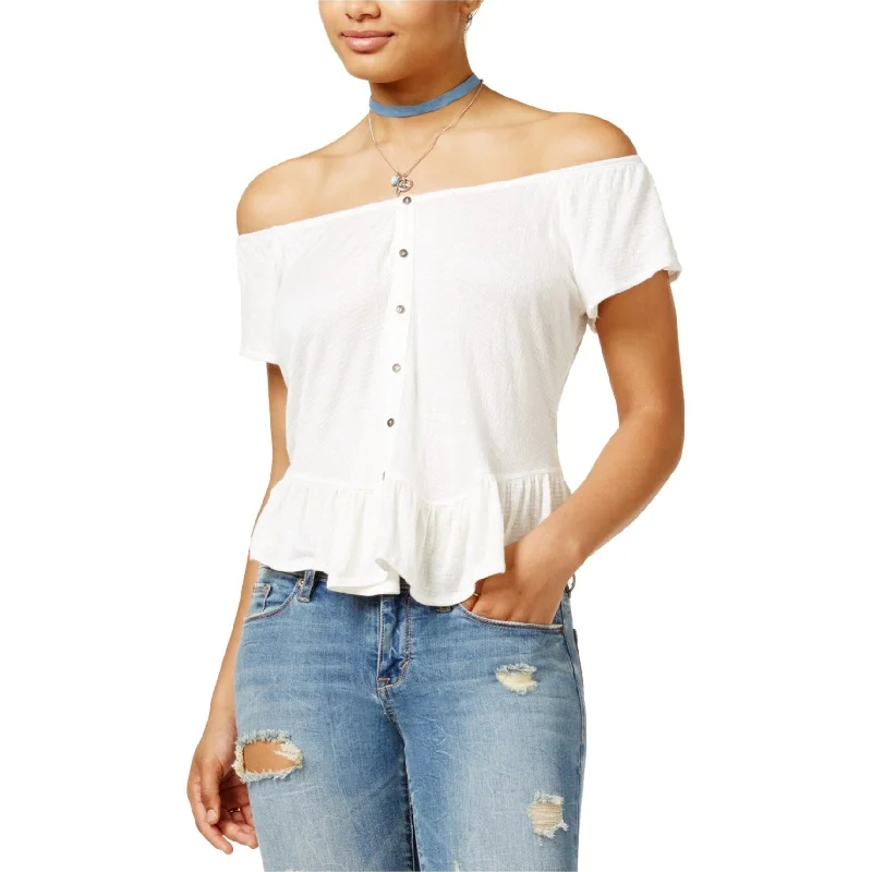American Rag Womens Button Detail Peplum Blouse, White, Medium Sophisticated Women's Tailored American Rag Womens Button Detail Peplum Blouse, White, Medium Sophisticated Women's Tailored