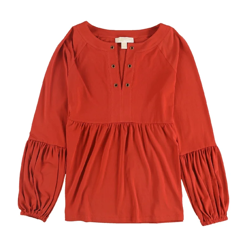 Michael Kors Womens Grommet Detail Peasant Blouse, Orange, Medium Sleek Women's 
