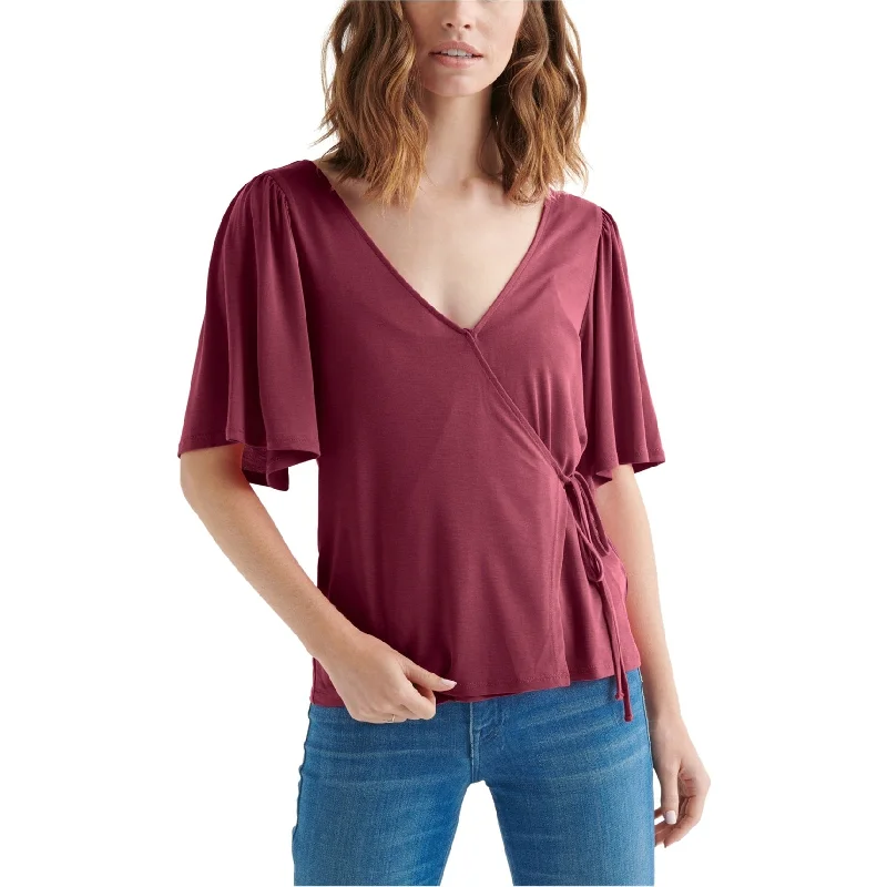 Lucky Brand Womens Sand Wash Wrap Blouse, Pink, X-Small Dapper Women's Bow - adorned Lucky Brand Womens Sand Wash Wrap Blouse, Pink, X-Small Dapper Women's Bow - adorned