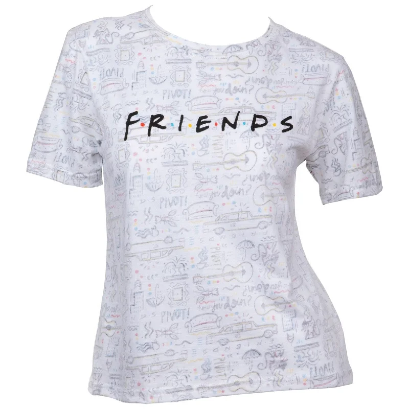 Friends Tv Show Text Over All Over Print TShirt French